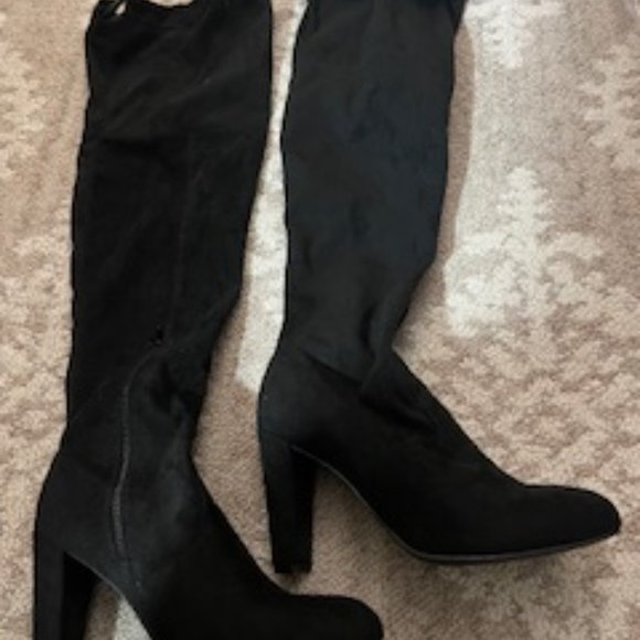 black suede high heel boots over the knee - Picture 2 of 9
